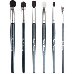 6 Pcs Blue Professional Blending Soft Hairs Eye Makeup Brush Set & Wood Handle